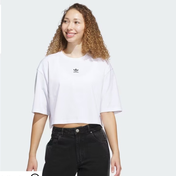 Adidas Classic White Cropped Tee - Picture 1 of 7